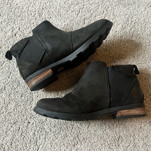Sorel Women's Size 8 Emelie Chelsea Black Waterproof Leather Boots NL2671-010 - Picture 2 of 8